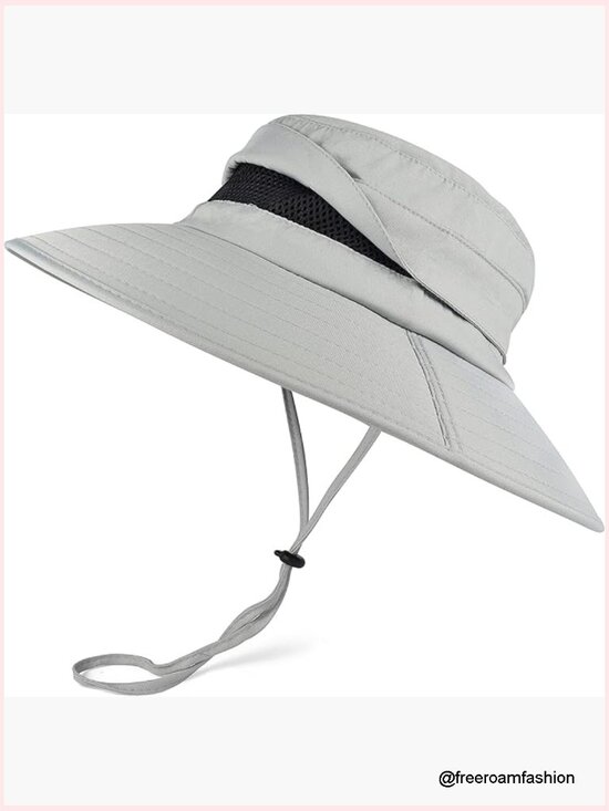 UPF 50+ Waterproof Wide Brim Bucket Hat for Outdoor Hiking Fishing main image 4